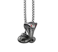 YAHOYA Vintage Punk Métal Incrusté de Zircon Rouge Cobra Collier Homme Pendentif Party Club Charm Collier Homme Bijoux Accessoires