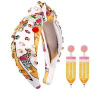 YAHPERN Bandeau pour enseignante pour femme - Crayon à crayons à motif pomme - Cadeau apprécié pour les enseignants (motif C)