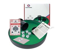 Yahtzee + boîte à dés + jeu de cartes - jeu de dés - boîte à dés - piste de poker - boîte à dés - jeu de dés/participation pour enfants/adultes - jeu de dés en simili cuir