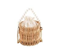 YAHUAN Femme Wicker Tote Bag Sac fourre-Tout en Paille, Osier Rond