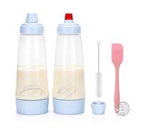 Yahusuhil Distributeur de pâte à crêpes, 2 distributeurs de pâte & portionneurs, avec BlenderBall, Fouet métallique, spatule en Silicone & Brosse de Nettoyage pour crêpes, gaufres & Pancakes