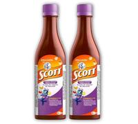 YAHVE - Emulsion de Scott Aceite de Hígado de bacalao sabor Frutas Tropicales Pack de 2 de 6 fl oz - 180 ml - Suplemento dietético para niños con vitamina A y Calcio -