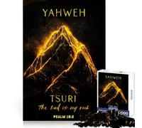 Yahweh Tsuri Mon Puzzle Rocher 1000 Pièces pour Adolescents Stimulation Cognitive Loisirs Calme Verrouillage Pensif Noël (38x52cm)