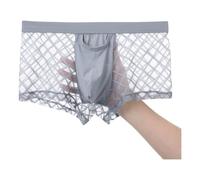 YAHWULAI Boxer pour Homme Confortable et Respirant sous-vêtement Transparent avec Design en Treillis Gris Clair M