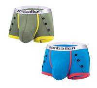 YAHWULAI Herren Boxershorts Bambus Bambusfaser Bulge Enhancing Unterwäche Boxer mit Big Ball Pouch Soft Grün Blau XL