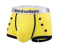 YAHWULAI Herren Boxershorts Bambusfaser - weich Bequem Sexy elastisch Gelb XL