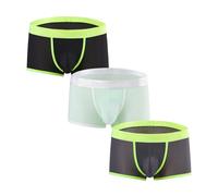 YAHWULAI Herren Boxershorts Männer Unterwäsche Durchsichtig Bequem und Hautfreundlich Ohne Etikett 3 Multi XL
