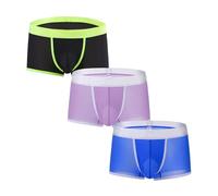 YAHWULAI Herren Boxershorts Männer Unterwäsche Durchsichtig Bequem und Hautfreundlich Ohne Etikett 3 Multi M