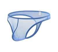 YAHWULAI Herren Strings Durchsichtig und Sexy mit Bequemem und Hautfreundlichem und Atmungsaktivem Netzgewebe Blau L