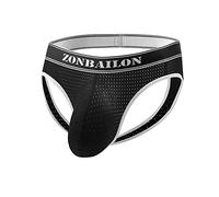 YAHWULAI Men's Sexy Athletic Supporter Jockstrap Bulge Enhancing Pouch Jock Strap Stretch Tagless Briefs Underwear 1 x Black L