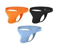 YAHWULAI Men's Sexy Bulge Enhancing Thong G-String Low Rise Big Ball Pouch Breathable Tagless T-Back Underwear M Multi 3 Pack