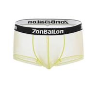 YAHWULAI sous vêtements Transparents pour Homme Boxer Sexy pour Homme Confortable avec Une Grande Poche Jaune L