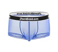 YAHWULAI sous vêtements Transparents pour Homme Boxer Sexy pour Homme Confortable avec Une Grande Poche Bleu M