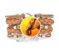 YAIEWNE Animal,Amour,Éléphant,Erreur,Art,Ajustable,Peau,Brodée,Bracelet | Multistrat,Punk,Bracelet,Fait main,Offre,Bangle,Accessoire,Amie,Amoureux,Ethnique,Amitié,Anniversaire,Noël,Musique,Art