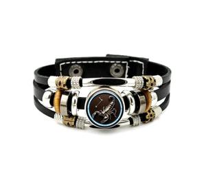 YAIEWNE Bracelet Ajustable En Cuir Tressé À Plusieurs Couches, Orné D'Un Motif De Crâne De Scorpion En Relief Cybernétique. Style Punk Ethnique, Fait Main. Accessoire D'Amitié, Pour Un Ann