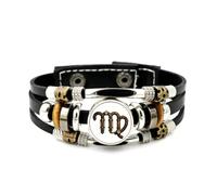 YAIEWNE Bracelet Ajustable En Cuir Tressé À Plusieurs Couches, Style Steampunk, Avec Baromètre, Signe Astrologique Vierge. Accessoire D'Amitié Idéal Pour Un Anniversaire Ou Noël.