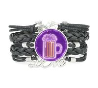 YAIEWNE Bracelet Ajustable En Cuir Tressé Avec Projection Musicale Pixelisée Pour Festival De La Bière, Bracelet Ethnique, Accessoire Idéal Pour Un Cadeau D'Anniversaire Ou De Noël.