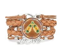 YAIEWNE Bracelet Ajustable En Cuir Tressé Avec Projection Numérique Du Pouls, Style Ethnique, Accessoire Idéal Pour Un Anniversaire Ou Noël (Marron).