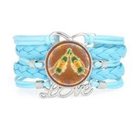 YAIEWNE Bracelet Ajustable En Cuir Tressé Avec Projection Numérique Du Pouls, Style Ethnique, Accessoire Idéal Pour Un Anniversaire Ou Noël (Bleu).
