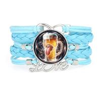 YAIEWNE Bracelet Ajustable En Cuir Tressé, Inspiré De L'Univers Quantique Et De La Fête De La Bière. Bracelet Ethnique, Accessoire Cadeau D'Anniversaire Ou De Noël, Bleu.