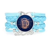 YAIEWNE Bracelet Ajustable En Cuir Tressé, Motif Abstrait Magique Inspiré Des Circuits Imprimés, Style Ethnique, Accessoire Idéal Pour Un Anniversaire Ou Noël (Bleu).