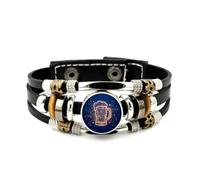 YAIEWNE Bracelet Ajustable En Cuir Tressé, Motif Abstrait Magique Inspiré Des Circuits Imprimés, Style Ethnique Fait Main, Accessoire D'Amitié, Pour Un Anniversaire Ou Noël.