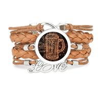 YAIEWNE Bracelet Ajustable En Cuir Tressé, Motif Circuit Imprimé, Style Ethnique, Idéal Pour Un Festival De La Bière Ou Un Été. Accessoire D'Amour, Cadeau D'Anniversaire Ou De Noël, Marron.