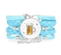 YAIEWNE Bracelet Ajustable En Cuir Tressé, Motif Étoile Et Topologie, Inspiré Des Festivals De La Bière Et Des Sciences. Bracelet Ethnique, Accessoire Idéal Pour Un Anniversaire Ou Noël (Bleu).