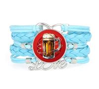 YAIEWNE Bracelet Ajustable En Cuir Tressé, Motif Étoile Et Topologie, Inspiré Des Festivals De La Bière Et Des Sciences. Bracelet Ethnique, Accessoire Idéal Pour Un Anniversaire Ou Noël (Bleu).