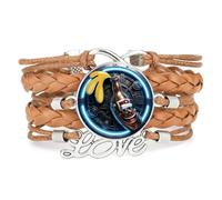 YAIEWNE Bracelet Ajustable En Cuir Tressé, Motif Symbolisme Numérique, Style Ethnique, Accessoire D'Amour, Cadeau D'Anniversaire Ou De Noël, Marron