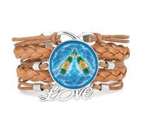 YAIEWNE Bracelet Ajustable En Cuir Tressé, Motif Univers De Glace Et Intrication Quantique, Style Ethnique, Pour Festival De La Bière. Accessoire Idéal Pour Un Anniversaire Ou Noël. Marron.