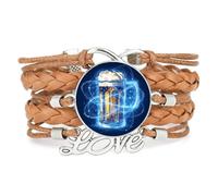 YAIEWNE Bracelet Ajustable En Cuir Tressé, Motif Univers Quantique Et Intrication, Style Ethnique, Pour Une Fête De La Bière. Accessoire Idéal Pour Un Anniversaire Ou Noël. Couleur : Marron.