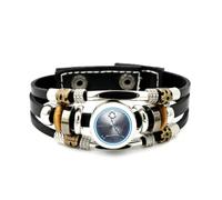 YAIEWNE Bracelet Ajustable En Cuir Tressé Multicouche Avec Motif De Bouclier Mécanique Et Carte Du Ciel Des Poissons, Style Ethnique, Fait Main. Accessoire D'Amitié, Cadeau D'Anniversaire Ou De Noël.