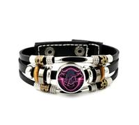 YAIEWNE Bracelet Ajustable En Cuir Tressé Multicouche, Motif Tête De Taureau Taurus Mighty Cattle Head, Style Ethnique Punk, Fait Main. Accessoire D'Amitié, Cadeau D'Anniversaire Ou De Noël.