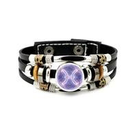 YAIEWNE Bracelet Ajustable En Cuir Tressé Multicouche, Symbole De L'Intrication Quantique, Inspiré Du Signe Des Poissons. Style Punk Ethnique, Fait Main. Accessoire D'Amitié, Pour Un Annivers