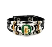 YAIEWNE Bracelet Ajustable En Cuir Tressé Orné De Cristaux Et De Motifs De Houblon, Style Ethnique, Fait Main. Accessoire D'Amitié Idéal Pour Un Anniversaire Ou Noël.