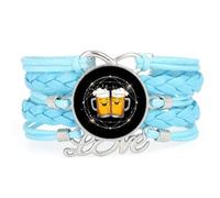 YAIEWNE Bracelet Ajustable En Cuir Tressé Star Topology, Inspiré De L'Univers Musical Des Festivals De La Bière, Bracelet Ethnique, Accessoire D'Amour, Cadeau D'Anniversaire Ou De Noël, Bleu