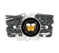 YAIEWNE Bracelet Ajustable En Cuir Tressé Star Topology, Inspiré De L'Univers Musical Des Festivals De La Bière, Bracelet Ethnique, Accessoire D'Amour, Cadeau D'Anniversaire Ou De Noël, Noir