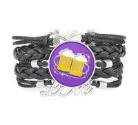 YAIEWNE Bracelet Ajustable En Cuir Tressé, Style Ethnique, Idéal Pour Un Festival De La Bière Ou Une Soirée Musicale Artistique. Accessoire Parfait Pour Un Anniversaire Ou Noël.