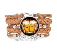 YAIEWNE Bracelet Ajustable En Cuir Tressé, Style Ethnique, Inspiré Des Festivals De La Bière Et De La Littérature. Accessoire Punk, Pour Un Anniversaire Ou Noël. Couleur Marron.