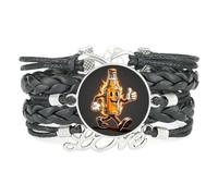 YAIEWNE Bracelet Ajustable En Cuir Tressé, Style Ethnique, Inspiré Des Festivals De La Bière Et De La Littérature, Avec Une Touche Punk. Idéal Comme Cadeau D'Anniversaire Ou De Noël. Noir.