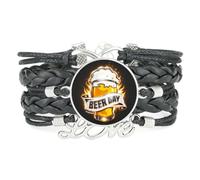 YAIEWNE Bracelet Ajustable En Cuir Tressé, Style Ethnique, Inspiré Des Festivals De La Bière Et De La Littérature. Accessoire Punk, Idéal Comme Cadeau D'Anniversaire Ou De Noël.