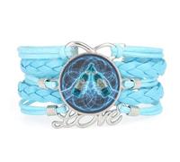 YAIEWNE Bracelet Ajustable En Cuir Tressé, Style Ethnique, Inspiré Par L'Univers Et L'Intrication Quantique, Idéal Pour Un Anniversaire Ou Noël. Bleu.