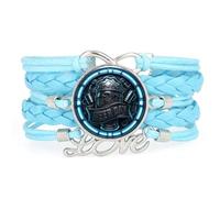 YAIEWNE Bracelet Ajustable En Cuir Tressé, Style Ethnique, Symbole De Bonheur Et D'Amitié, Idéal Pour Une Fête De La Bière. Accessoire D'Amour, Cadeau D'Anniversaire Ou De Noël (Bleu).