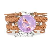 YAIEWNE Bracelet Coloré,Amour,Papillon,Quantique,Ajustable,En Cuir Tressé | Multistrat,Punk,Bracelet,Fait main,Offre,Bangle,Accessoire,Amie,Amoureux,Ethnique,Amitié,Anniversaire,Noël,Musique,Art