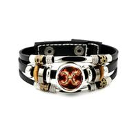 YAIEWNE Bracelet En Cuir Épais Tressé À Plusieurs Couches, Ajustable, Avec Motif Nébuleuse Et Symbole De La Flamme Des Poissons. Style Punk Ethnique, Fait Main. Accessoire D'Amitié, Pour Un