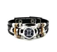 YAIEWNE Bracelet En Cuir Pour Hommes, Bracelet Tressé Multi-Rangs Polyvalent En Cuir Cyber Neon, Inspiré De La Mode Vortex Des Gémeaux. Bijou Ethnique Fait Main, Accessoire De Mode Et Pour Noël.