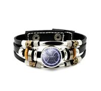 YAIEWNE Bracelet En Cuir Tressé Ajustable Avec Motif En Relief Du Signe Astrologique Des Poissons, Style Ethnique Et Fait Main, Accessoire D'Amitié, Pour Un Anniversaire Ou Noël.