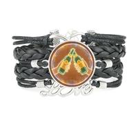 YAIEWNE Bracelet En Cuir Tressé Ajustable Avec Projection Numérique Du Pouls, Style Ethnique, Accessoire Idéal Pour Un Anniversaire Ou Noël (Noir)