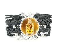 YAIEWNE Bracelet En Cuir Tressé Ajustable, Effet Diffraction Spectrale, Inspiré Des Bouteilles De Bière, Style Ethnique. Accessoire Idéal Pour Un Anniversaire Ou Noël. Noir.